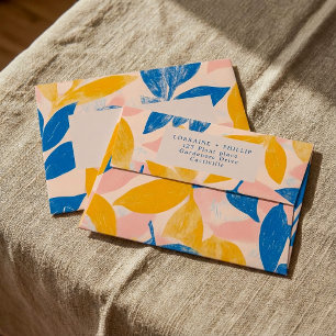 Bold Botanical lithograph floral Pattern Wedding Envelope