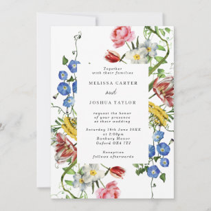 Bold Botanical Still Life Floral Frame Wedding Invitation