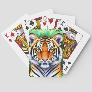 Bold Botanical Tiger cub Playing Cards