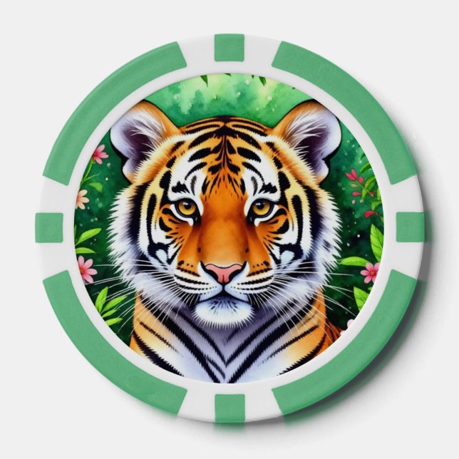 Bold Botanical Tiger cub  Poker Chips (Front)