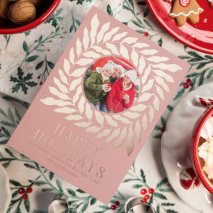 Bold Botanical Two Photo Holidays Foil Holiday Card