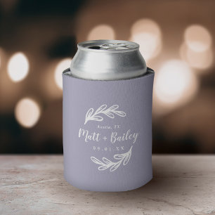Bold Branch Wedding Monogram   Lilac Can Cooler