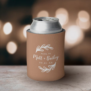 Bold Branch Wedding Monogram Terra Cotta Can Cooler