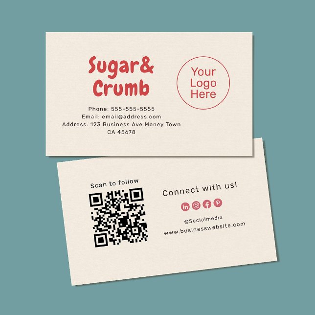 Bold Brand-Ready Bakery QR Code Business Card (Creator Uploaded)