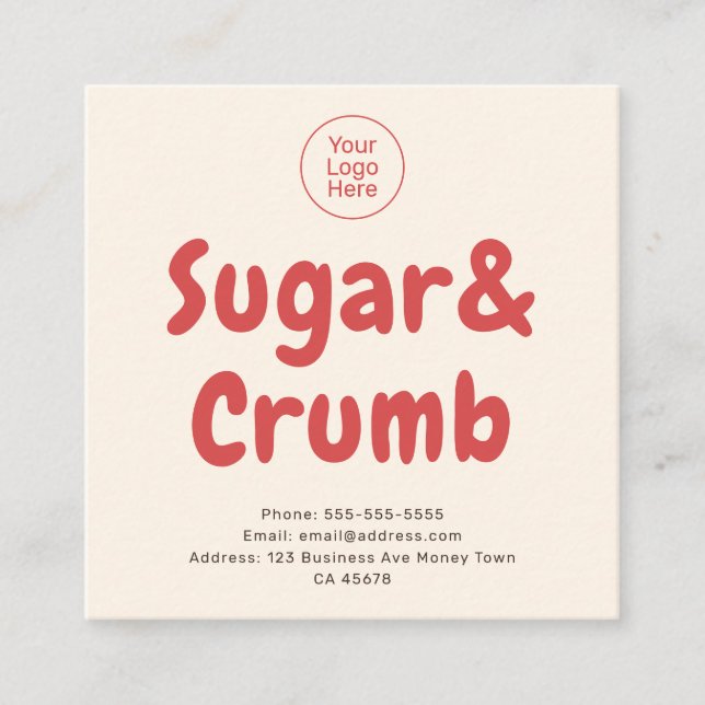 Bold Brand-Ready Bakery Square Business Card (Front)
