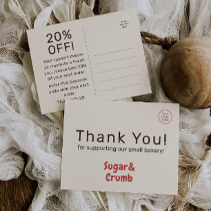 Bold Brand-Ready Bakery Thank You Postcard