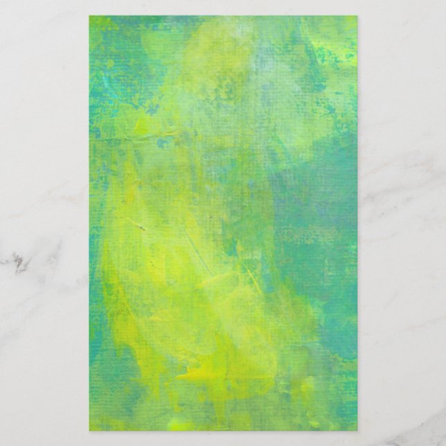 Bold Bright Abstract Design In Green and Yellow Stationery (Front)