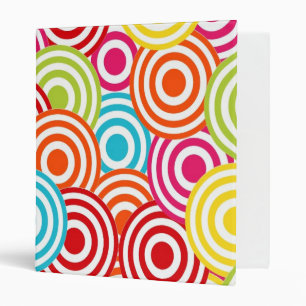 Bold Bright Colourful Concentric Circles Pattern Binder