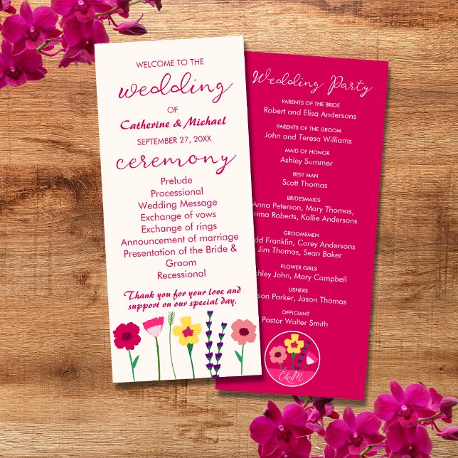 Bold & Bright Colourful Floral Spring Wedding Program (Creator Uploaded)