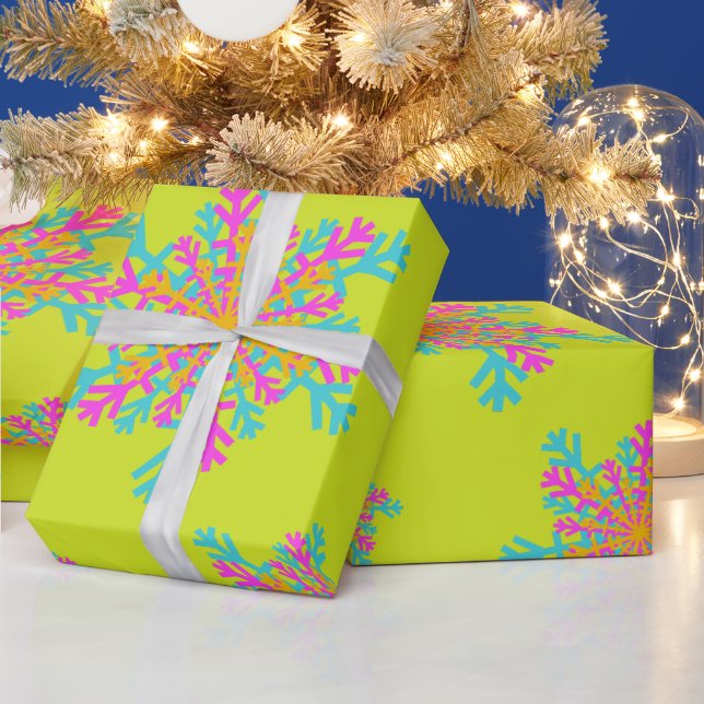Bold Bright Colourful Snowflakes Modern Christmas Wrapping Paper (Holidays)