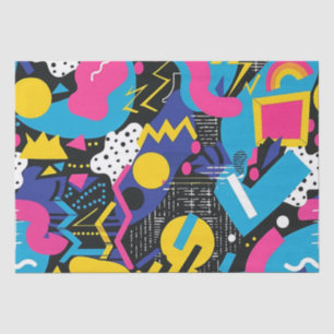 Bold Bright Colours 90s Abstract Funky Art Pattern Tissue Paper