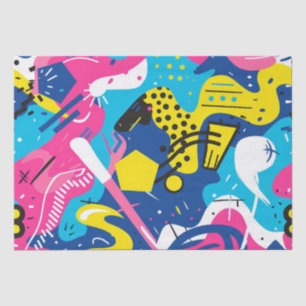 Bold Bright Colours 90s Abstract Funky Art Pattern Tissue Paper