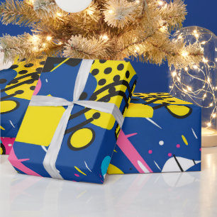 Bold Bright Colours 90s Abstract Funky Art Pattern Wrapping Paper