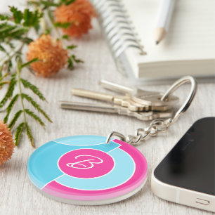 Bold Bright Fun Chic Abstract Circles Art Pattern Keychain