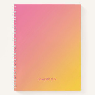 Bold Bright Girly Pink Yellow Gradient Ombré Notebook