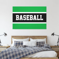 Bold Bright Green Black White BASEBALL Stripes