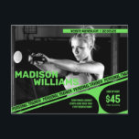 Bold Bright Green Personal Trainer Photo Postcard<br><div class="desc">This dynamic customizable postcard template is tailored specifically for personal trainers who want to make a memorable impression. The striking black and white photo background serves as a powerful backdrop that you can easily replace with your own image, showcasing your unique training style and personality. The bold and customizable bright...</div>