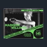 Bold Bright Green Personal Trainer Photo Postcard<br><div class="desc">This dynamic customizable postcard template is tailored specifically for personal trainers who want to make a memorable impression. The striking black and white photo background serves as a powerful backdrop that you can easily replace with your own image, showcasing your unique training style and personality. The bold and customizable bright...</div>