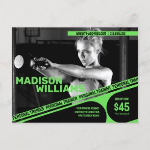 Bold Bright Green Personal Trainer Photo Postcard