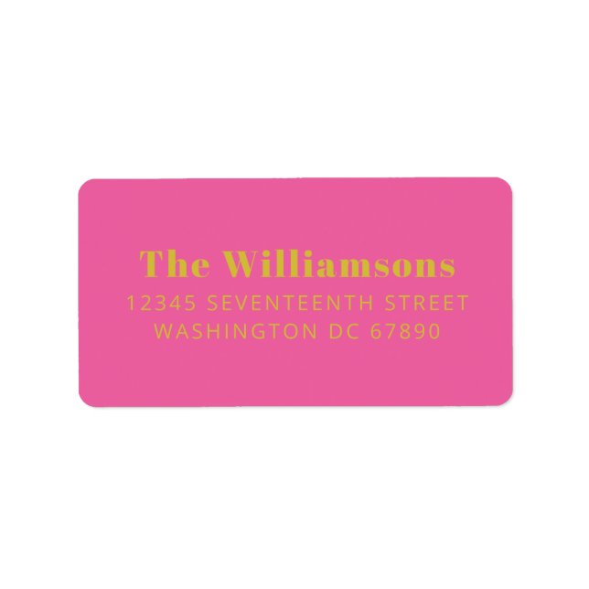 Bold Bright Hot Pink Yellow Custom Return Address Label (Front)