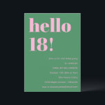 Bold Bright Modern Retro Pink Green 18th Birthday Invitation<br><div class="desc">This modern birthday invitation in pink and green pairs bold, playful typography with a fresh, retro-inspired colour combination for a statement-making look. The clean layout highlights the milestone age while keeping the overall design fun, stylish, and easy to read. Ideal for 18th birthdays and other adult celebrations, from casual gatherings...</div>
