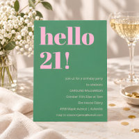 Bold Bright Modern Retro Pink Green 21st Birthday