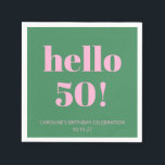 Bold Bright Modern Retro Pink Green 50th Birthday Napkin<br><div class="desc">Bold Bright Modern Retro Pink Green 50th Birthday Custom Napkins - age is editable</div>