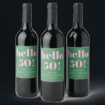 Bold Bright Modern Retro Pink Green 50th Birthday Wine Label<br><div class="desc">Bold Bright Modern Retro Pink Green 50th Birthday Custom Wine Label</div>
