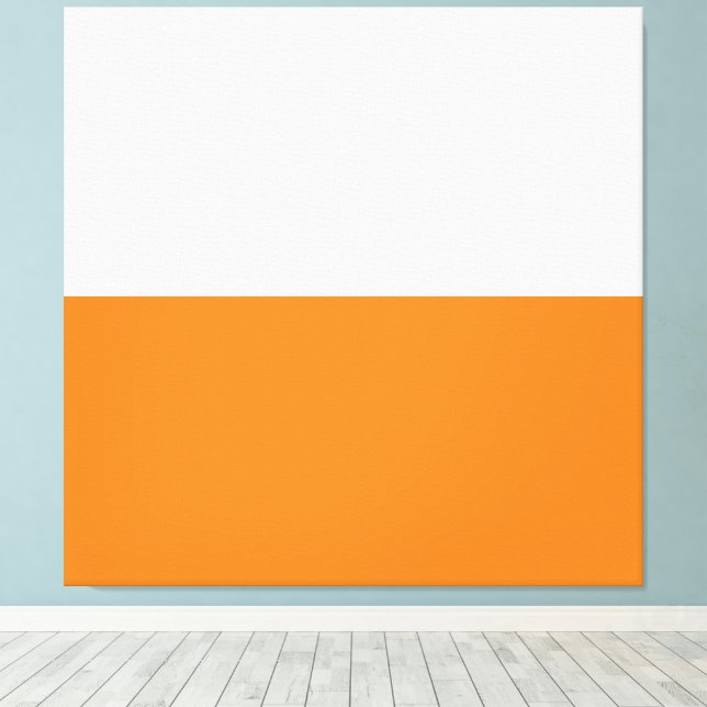 Bold Bright Orange White Minimalist Colour Block Canvas Print (Insitu(Wood Floor))