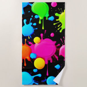 Bold & Bright Paint Splashes Beach Towel