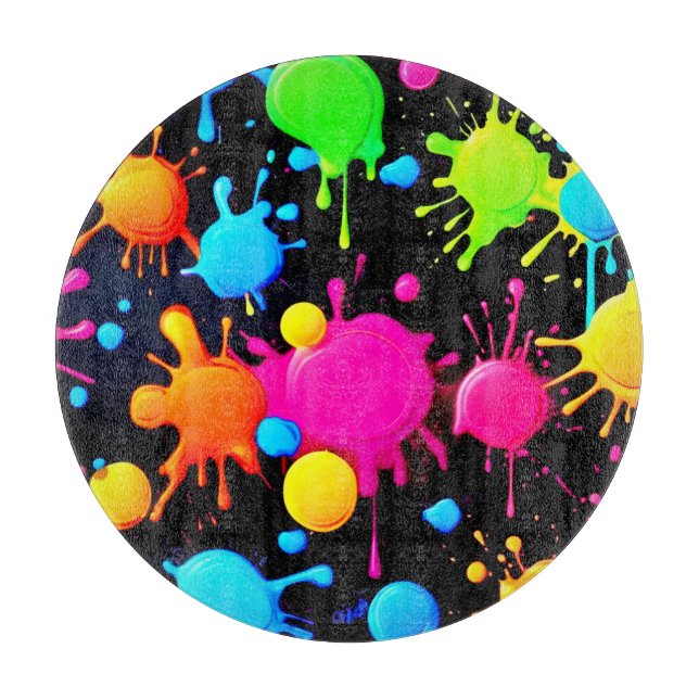 Bold & Bright Paint Splashes Cutting Board (Front)