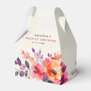 Bold Bright Pink Orange Watercolor Bridal Shower Favor Box
