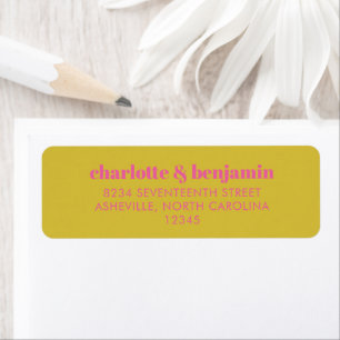Bold Bright Pink Yellow Couple Return Address
