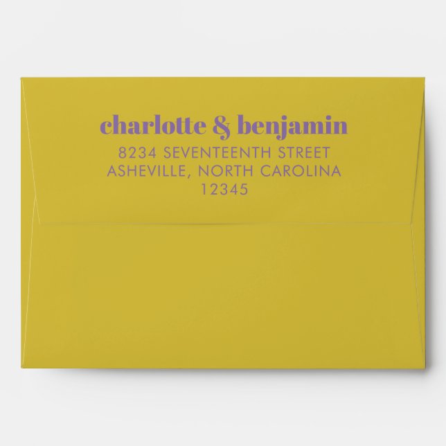 Bold Bright Purple and Yellow Typography Modern Sa Envelope (Back (Top Flap))