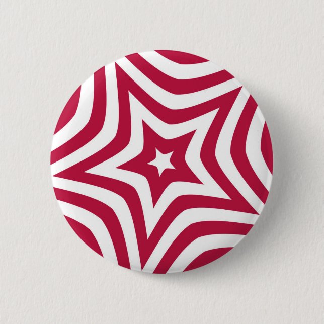 Bold & Bright Red & White Star in a Vector Pattern 2 Inch Round Button (Front)