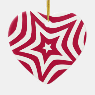 Bold & Bright Red & White Star in a Vector Pattern Ceramic Ornament