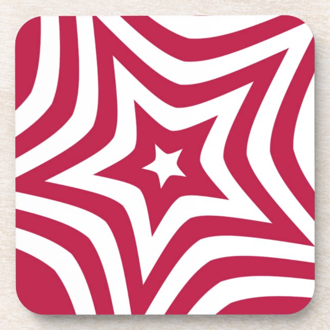 Bold & Bright Red & White Star in a Vector Pattern Coaster (Front)