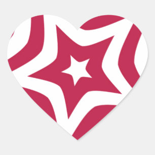 Bold & Bright Red & White Star in a Vector Pattern Heart Sticker