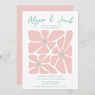 Bold Bright Retro Floral Wedding Invitation