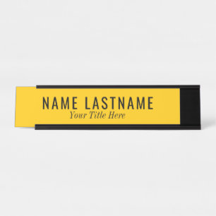 Bold Bright Warm Yellow Black Fonts Desk Name Plate