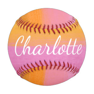 Bold Bright Watercolor Stripes Personalized Baseball