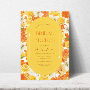 Bold & Bright Yellow Orange Floral Bridal Brunch Invitation