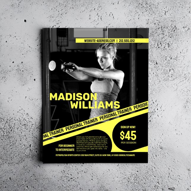 Bold Bright Yellow Personal Trainer Photo Flyer (Creator Uploaded)