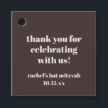 Bold Brown Cream Custom Cute Bat Mitzvah Thank You Favour Tags<br><div class="desc">This thank you favor tag in brown and cream features clean typography on a rich, neutral background for a simple and polished finishing touch. The message feels warm and celebratory while keeping the design timeless and easy to coordinate with modern bat mitzvah decor. Customize the name and date to match...</div>