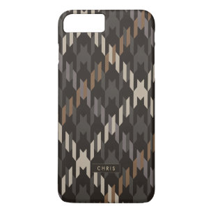Bold brown houndstooth plaid pattern monogram Case-Mate iPhone case