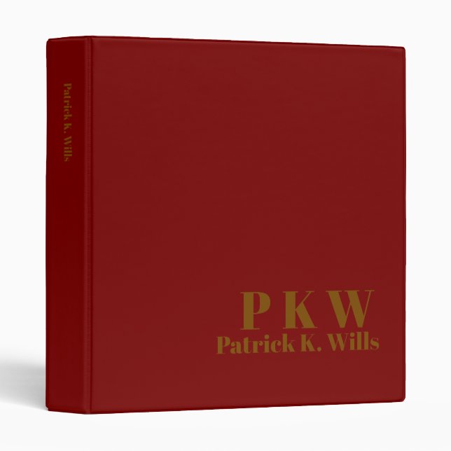 Bold Brown Monogram deep-red Portfolio  Binder (Front/Spine)