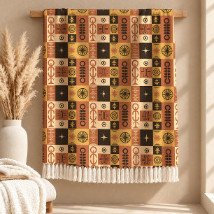 Bold Brown Tribal Pattern Decorative Blanket Art
