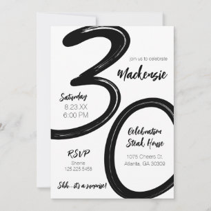 Bold Brush Stroke 30th Birthday Surprise Party Invitation