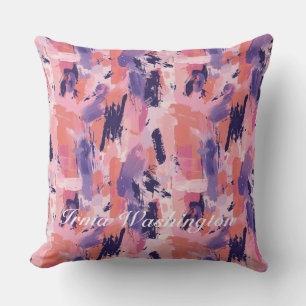 Bold Brushstrokes Splashes in Coral Pink 1 Throw Pillow