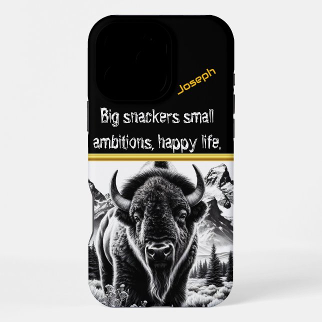 Bold Buffalo Against Mountain iPhone Case (Back)
